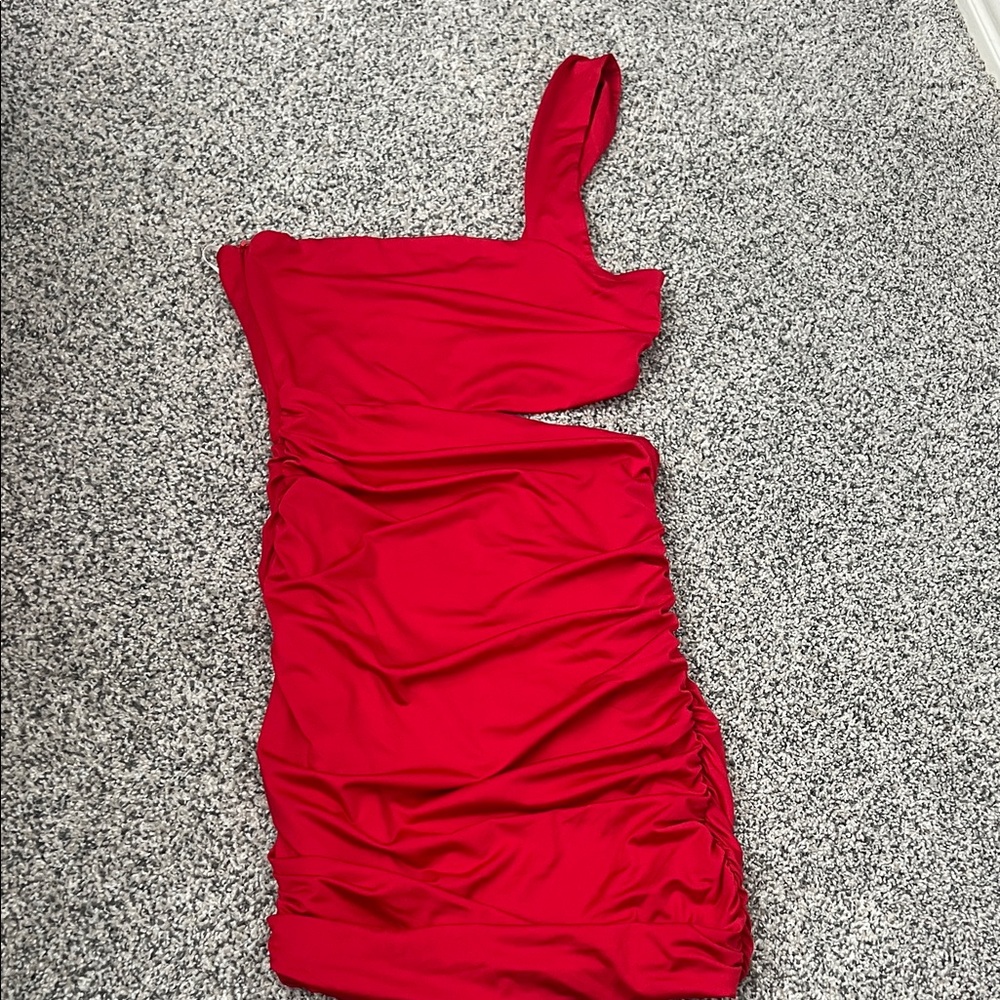 Hello Molly Vibrant Red One-Shoulder Dress